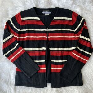 Radcliffe Sweater Sz L Petite Black Red Stripes Layered Long Sleeve Knit Womens